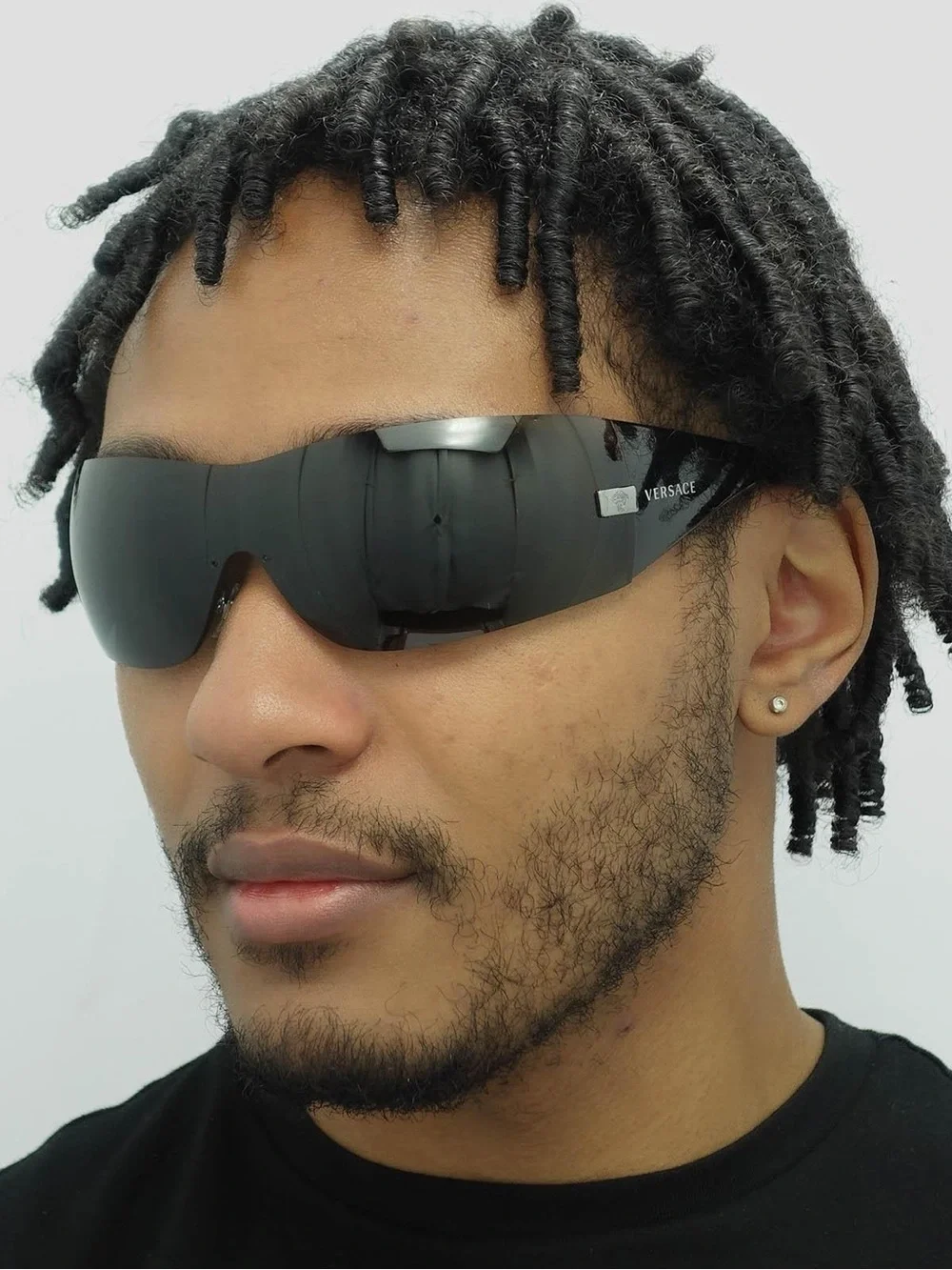 New Versace VE2054 100187 Oversized Shield Sunglasses in Black Authentic